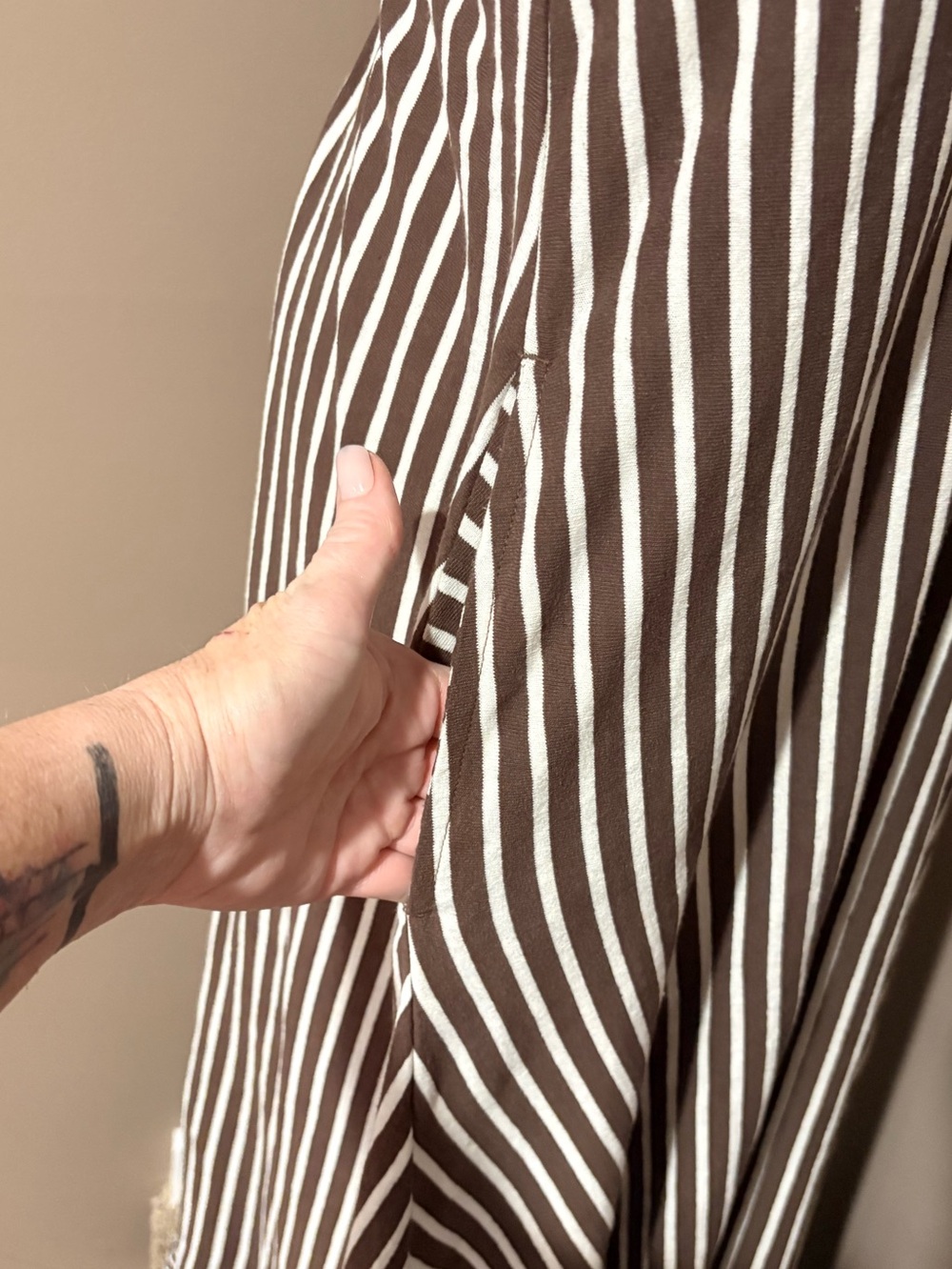 Sadie Striped Midi Dress by free-est at Free People 
Coconut Milk Combo Brown L - Picture 8 of 12